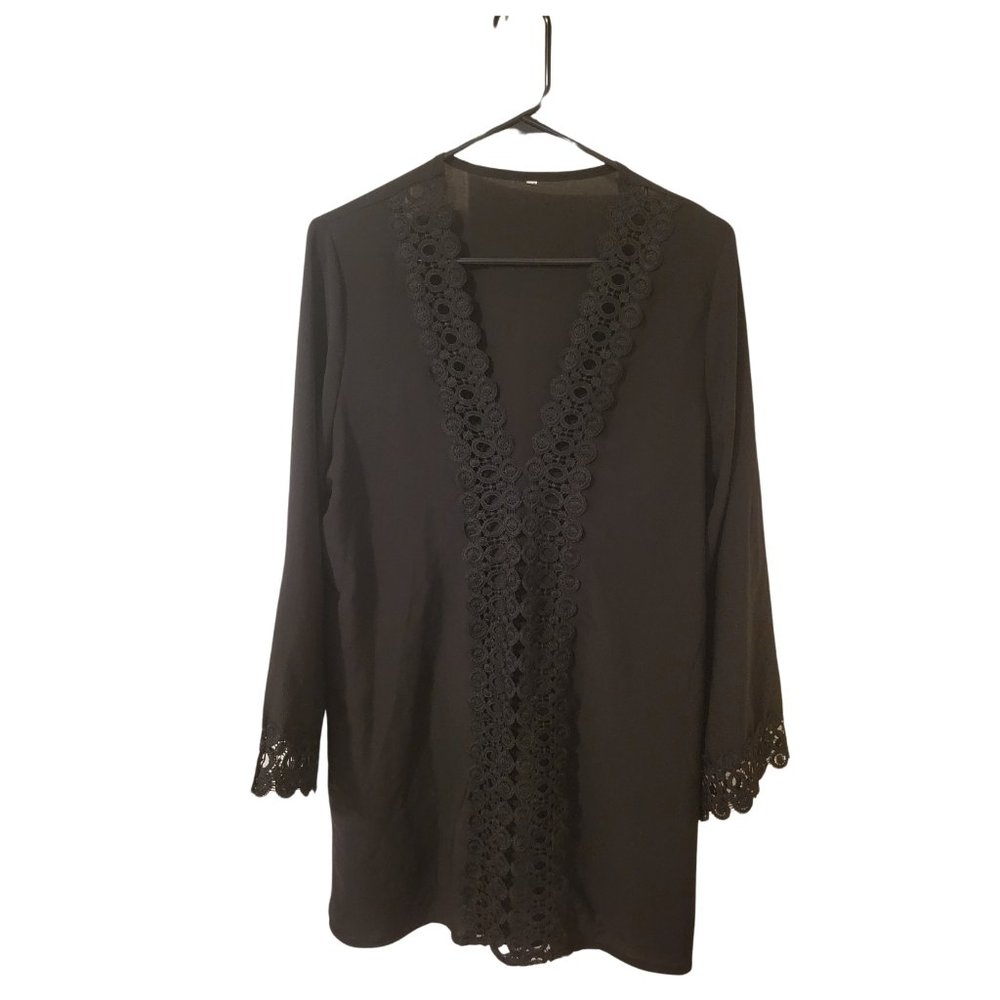 Black Long Sleeve Swimsuit Coverup Size Medium